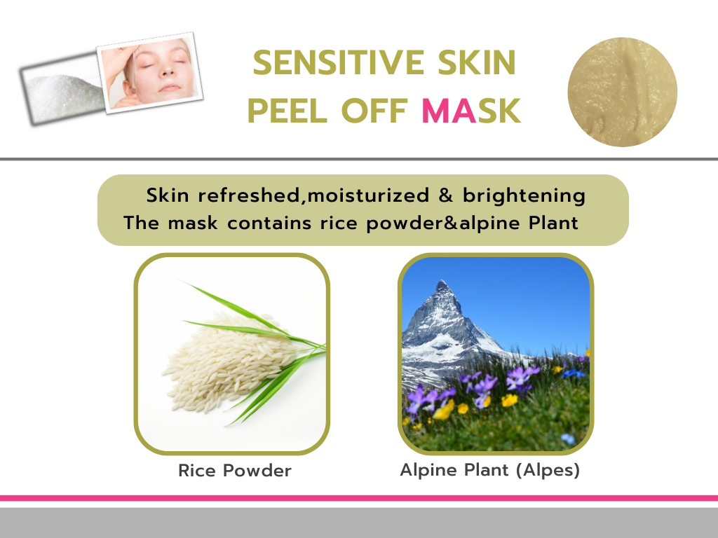 Sensitive Skin Peel Off Mask มาส์กบำรุงผิวหน้า ผสานด้วยข้าวและพืชพรรณจากเทือกเขาแอล์ป(Aples) ช่วยผิวหน้าอ่อนละมุน ชุ่มชื้น กระจ่างใส เปล่งประกาย